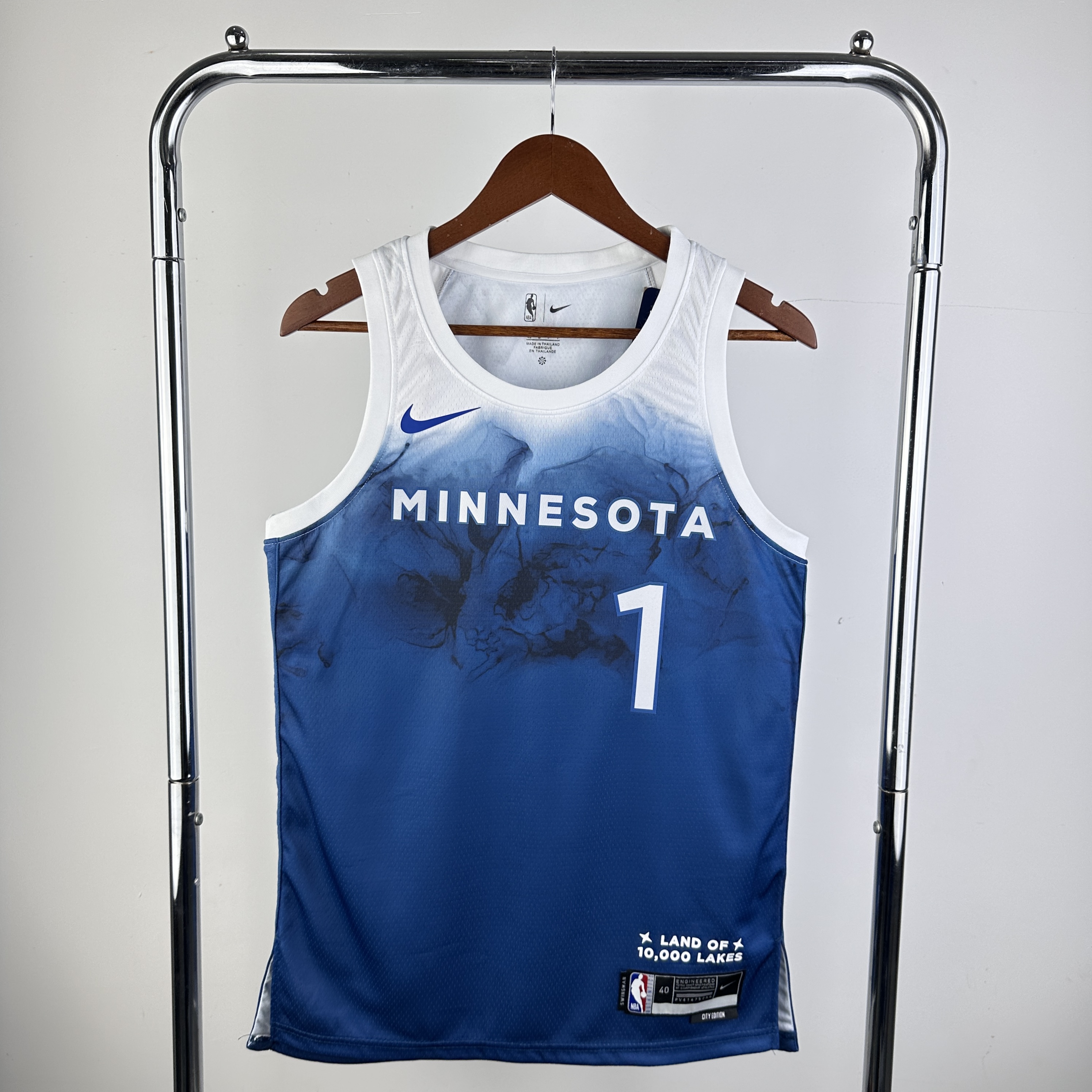 Men Minnesota Timberwolves #1 Anderson Blue City Edition Nike 2024 NBA Jersey